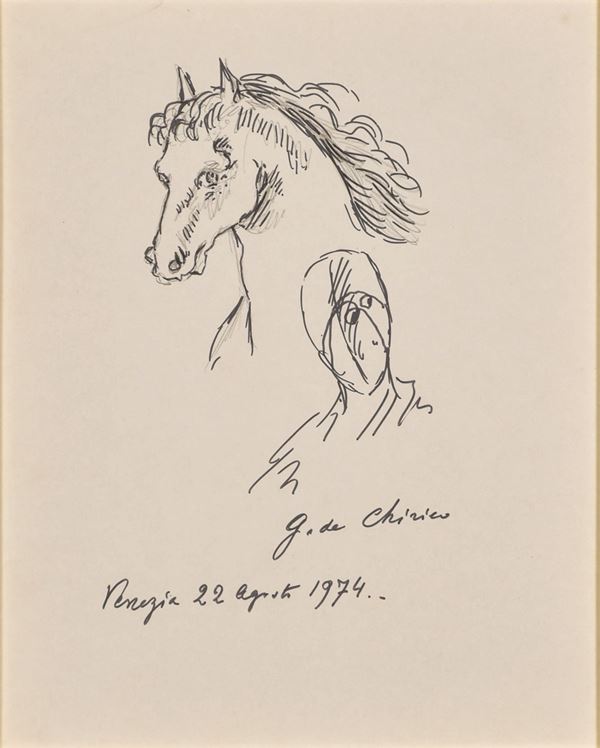 GIORGIO DE CHIRICO - Testa di cavallo con testa di manichino