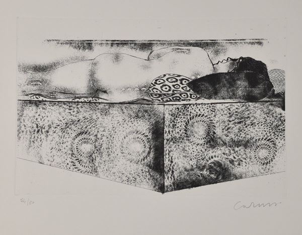 BRUNO CARUSO : Nudo disteso  - acquaforte es. 54/80 - Auction Arte Moderna e Contemporanea - Author graphics and Murano Glasses - Fidesarte - Casa d'aste