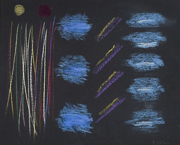ENNIO FINZI : Luce-Vibrazione  - pastelli su cartoncino - Asta Arte Moderna e Contemporanea - Grafica d'autore e vetri di Murano - Fidesarte - Casa d'aste