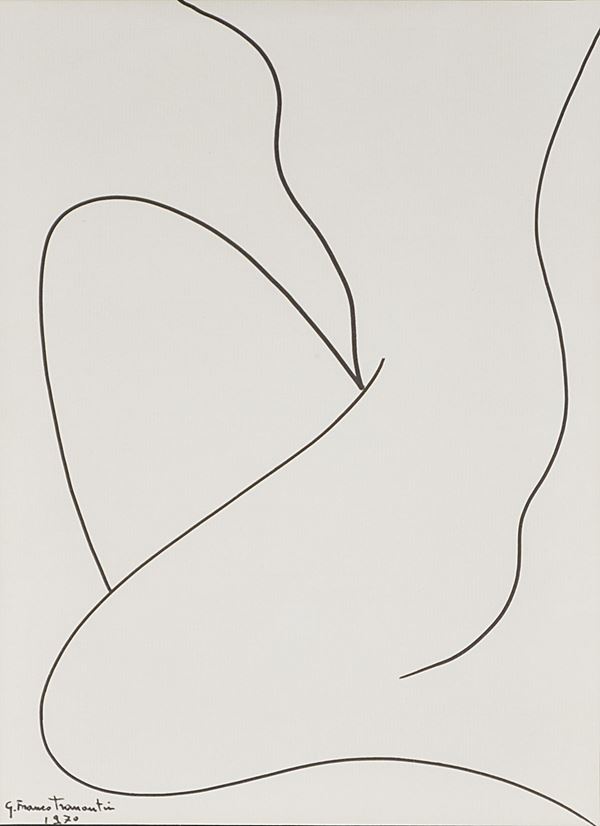 GIANFRANCO TRAMONTIN : Nudo  (1970)  - pennarello su carta - Asta Arte Moderna e Contemporanea - Grafica d'autore e vetri di Murano - Fidesarte - Casa d'aste