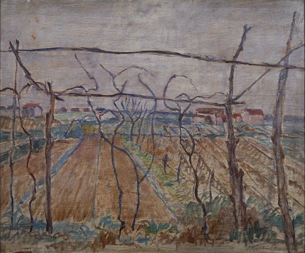 GIGI CANDIANI : Paesaggio  (1941)  - olio su tavola - Asta Arte Moderna e Contemporanea - Grafica d'autore e vetri di Murano - Fidesarte - Casa d'aste