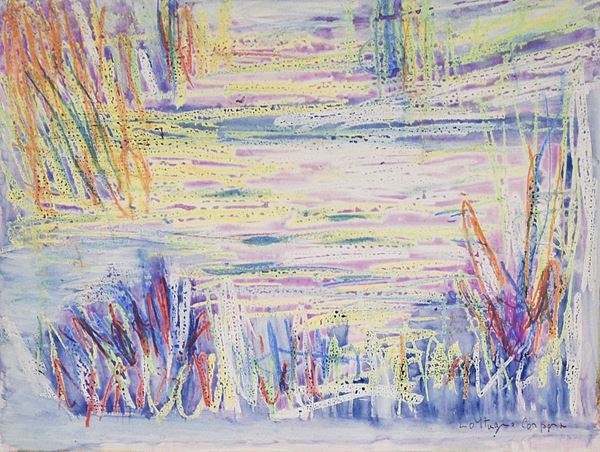 ANTONIO CORPORA : Lo stagno  (1988)  - tecnica mista su cartoncino - Asta Arte Moderna e Contemporanea - Grafica d'autore e vetri di Murano - Fidesarte - Casa d'aste