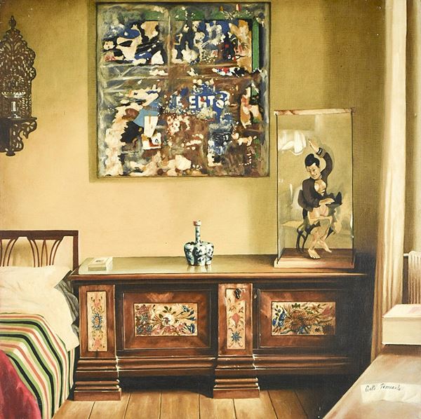 CARLO ALBERTO TESSAROLO : Interno  - olio su tela - Asta Arte Moderna e Contemporanea - Grafica d'autore e vetri di Murano - Fidesarte - Casa d'aste