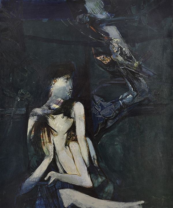 LINO DINETTO : Canto di primavera  (1962)  - olio su tela - Asta Arte Moderna e Contemporanea - Grafica d'autore e vetri di Murano - Fidesarte - Casa d'aste
