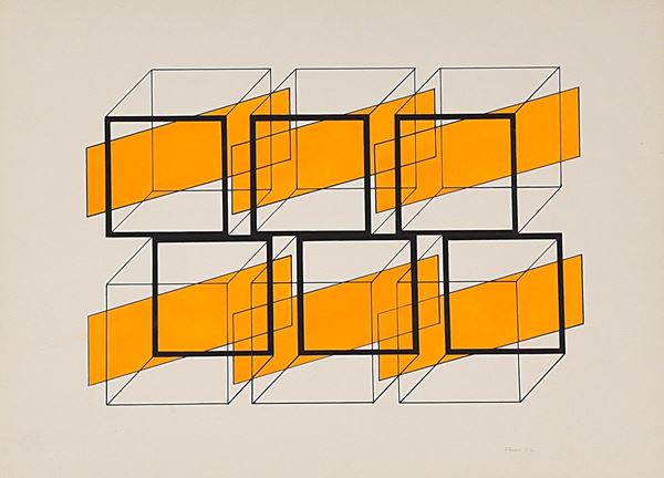 WALTER  FUSI : &quot;Penetrazioni&quot;  (1972)  - tecnica mista su cartoncino - Asta Asta di Arte Moderna e Contemporanea - Fidesarte - Casa d'aste