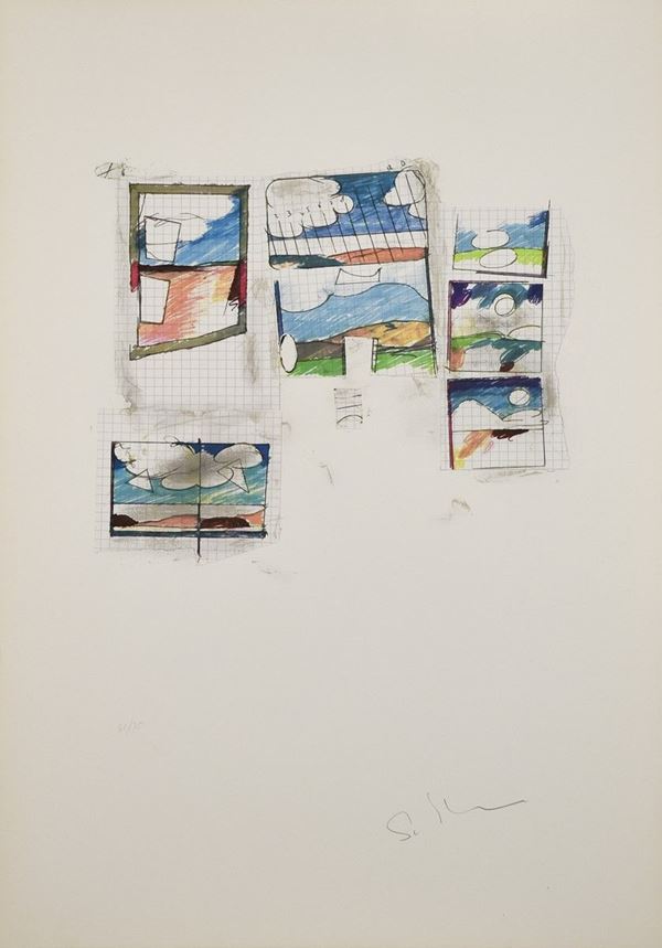 MARIO SCHIFANO : senza titolo  - litografia es. 41/75 - Asta Arte Moderna e Contemporanea - Grafica d'autore e vetri di Murano - Fidesarte - Casa d'aste