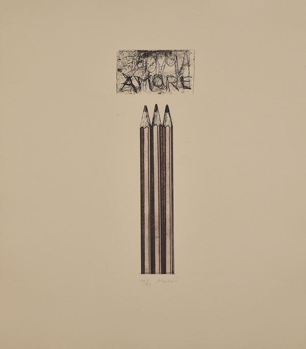 PIERO MANAI : Amore  - acquaforte es. 17/65 - Asta Arte Moderna e Contemporanea - Grafica d'autore e vetri di Murano - Fidesarte - Casa d'aste