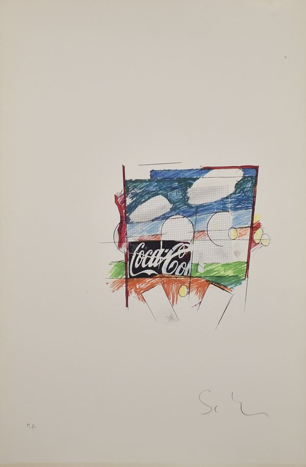 MARIO SCHIFANO : Coca cola  - litografia es. p.a - Asta Arte Moderna e Contemporanea - Grafica d'autore e vetri di Murano - Fidesarte - Casa d'aste