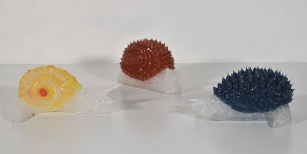 VITTORIO VALENTE CRACKING ART GROUP : Chiocciole  - lotto di 3 sculture in silicone pezzi unici - Asta Asta di Arte Moderna e Contemporanea - Fidesarte - Casa d'aste
