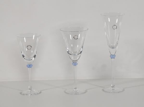 VINCENZO NASON Murano : Bicchieri  - set di 8 calici da vino, 7 da acqua e 7 flut in cristallo di Murano - Asta Arte Moderna e Contemporanea - Grafica d'autore e vetri di Murano - Fidesarte - Casa d'aste