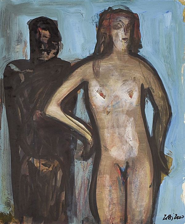 CARMELO ZOTTI : Figure  (2000)  - olio su carta - Asta Asta di Arte Moderna e Contemporanea - Fidesarte - Casa d'aste