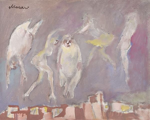 MINO MACCARI : Figure  (1978)  - olio su tela - Asta Asta di Arte Moderna e Contemporanea - I - Fidesarte - Casa d'aste