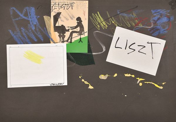 GIUSEPPE CHIARI : Liszt  - tecnica mista e collage su carta - Auction Modern and Contemporary Art sale - I - Fidesarte - Casa d'aste