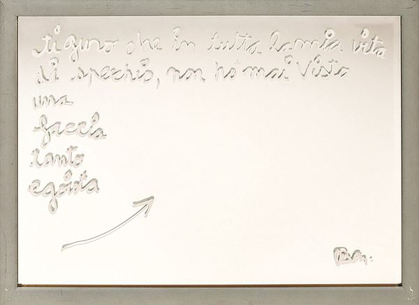 BEN VAUTIER : Ti giuro che in tutta la mia vita di specchio...........  (2007)  - smalti su specchio molato - Auction Modern and Contemporary Art and Photography sale - II - Fidesarte - Casa d'aste