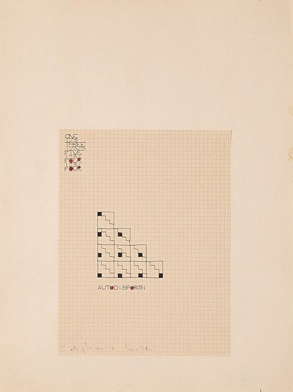 ALIGHIERO BOETTI : Autodisporsi  ((1975))  - tecnica mista e collage su carta - Auction Modern and Contemporary Art and Photography sale - II - Fidesarte - Casa d'aste