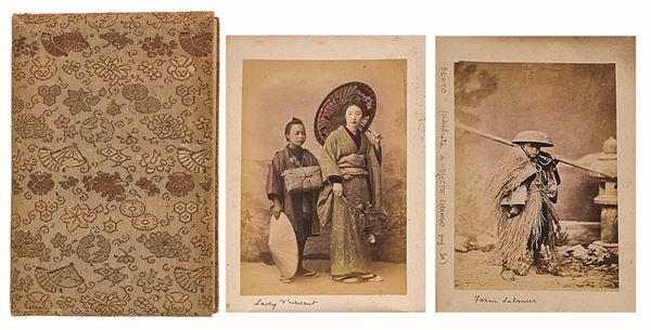 FELICE BEATO et ALII - Album &quot;Giappone&quot; scuola fotografica di Yokoama, scene di genere interno ed esterno