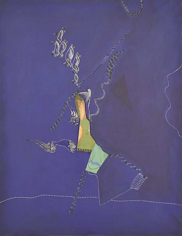 SERGIO DANGELO : Pariolina  ((anni '60))  - olio e collage su tela - Asta Asta di Arte Moderna e Contemporanea - I - Fidesarte - Casa d'aste