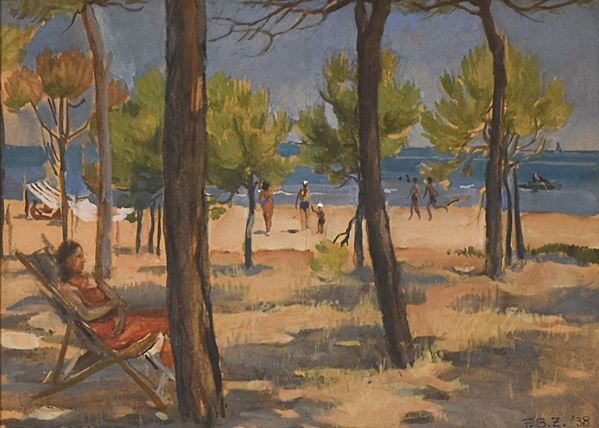 FIORE BRUSTOLIN ZACCARIAN : La pineta  (1938)  - olio su tavola - Auction Graphic, Modern and Contemporary Art - II - Fidesarte - Casa d'aste