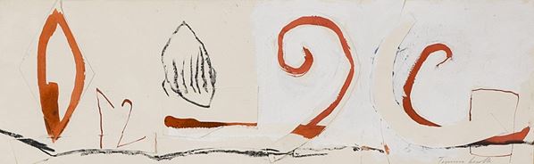 TOMMASO  CASCELLA : Racconto  (1990)  - acrilici pastelli e collage su cartoncino - Asta Grafica  e Arte Moderna e Contemporanea - II - Fidesarte - Casa d'aste
