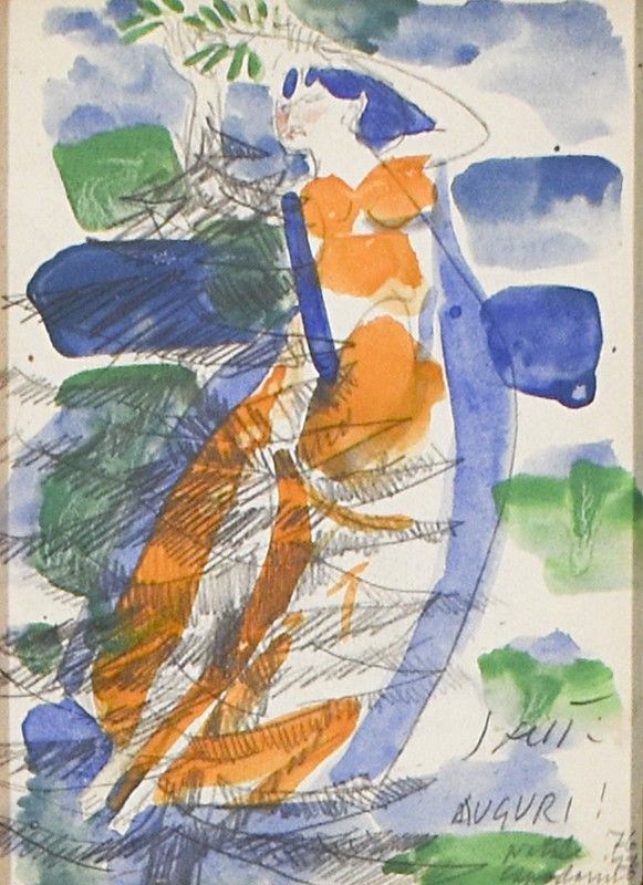 BRUNO SAETTI : senza titolo  (1976)  - tecnica mista su carta - Asta Grafica  e Arte Moderna e Contemporanea - II - Fidesarte - Casa d'aste