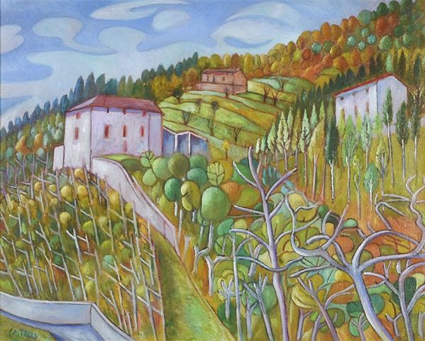 GINO CASTELLI : Autunno sopra Sabbiolo  (1994)  - olio su tela - Asta Grafica  e Arte Moderna e Contemporanea - II - Fidesarte - Casa d'aste