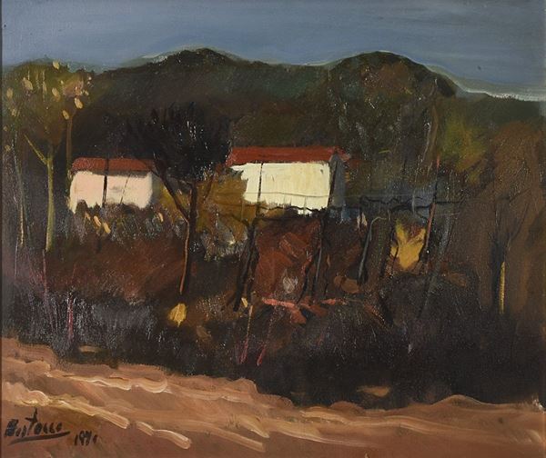 PIERO BERTACCO : Montello a Nervesa  (1971)  - olio su tela - Auction Graphic, Modern and Contemporary Art - II - Fidesarte - Casa d'aste