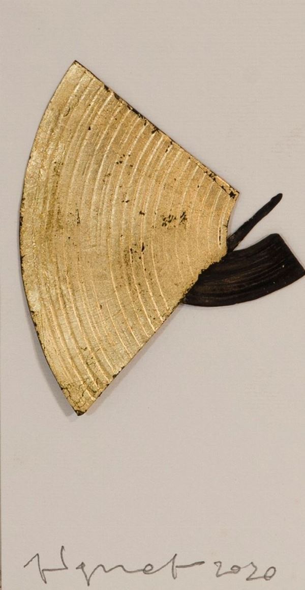 GIANNI PIGNAT : Spilla pezzo unico  (2020)  - lavorazione artigianale in lamina di acciaio e foglia d'oro - Auction Asta a tempo di Grafica e Multipli d'Autore - II - Fidesarte - Casa d'aste