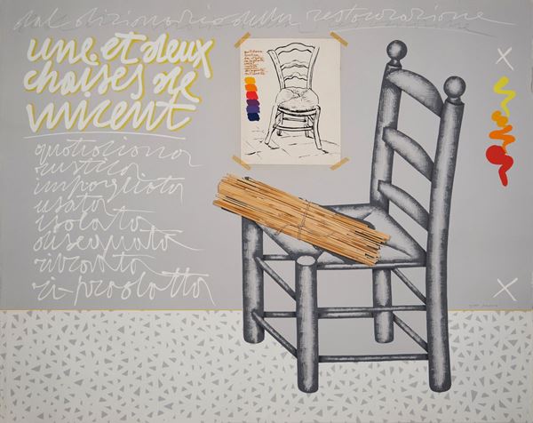 CONCETTO POZZATI : senza titolo  - serigrafia con applicazioni es. 17/99 - Auction Asta a tempo di Grafica e Multipli d'Autore - II - Fidesarte - Casa d'aste