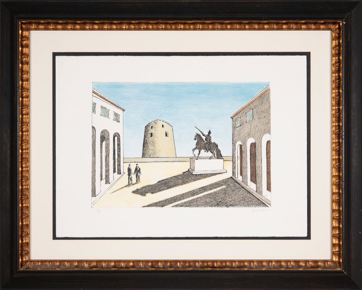 Giorgio De Chirico - Piazza D'italia con Statua Equestre