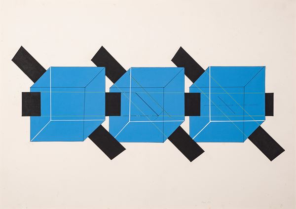 WALTER  FUSI : senza titolo  (1972)  - tecnica mista su cartoncino - Asta Asta a tempo di arte moderna e contemporanea  - I - Fidesarte - Casa d'aste