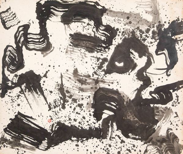 SHIGERU ONISHI : senza titolo  ((anni '50))  - inchiostro su carta riportata su tavola - Asta Asta di arte moderna e contemporanea - Fidesarte - Casa d'aste