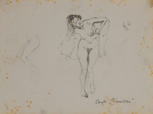 CARLO CHERUBINI : Nudi  - lotto di 3 disegni a matita su carta - Auction Asta a tempo di arte moderna e contemporanea 1a Parte - I - Fidesarte - Casa d'aste