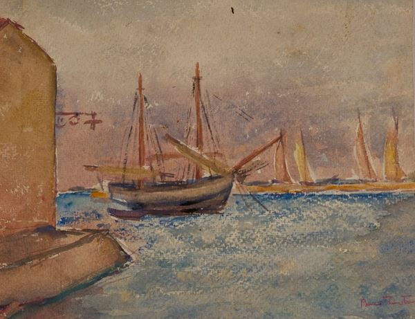 BRUNO  MARTINI : Barche  - acquerello su carta - Auction Asta a tempo di arte moderna e contemporanea 1a Parte - I - Fidesarte - Casa d'aste