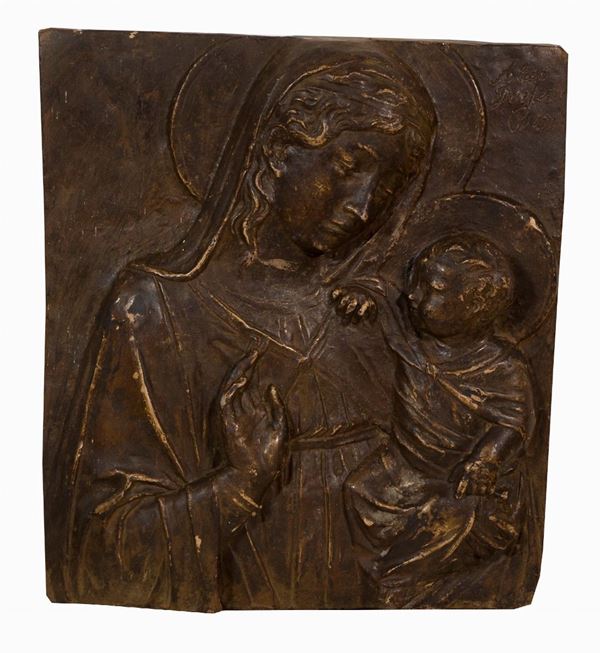 ALCEO DOSSENA : Madonna con bambino  - scultura in terracotta - Auction Asta a tempo di Grafica e Multipli d'Autore - II - Fidesarte - Casa d'aste