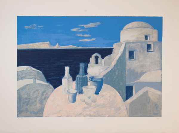 FRANCO BERALDO : Paesaggio  (1990)  - serigrafia es. 2/120 - Auction Asta a tempo di Grafica e Multipli d'Autore - II - Fidesarte - Casa d'aste