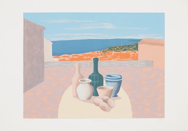 FRANCO BERALDO : Natura morta  (1989)  - serigrafia es. 55/99 - Auction Asta a tempo di Grafica e Multipli d'Autore - II - Fidesarte - Casa d'aste
