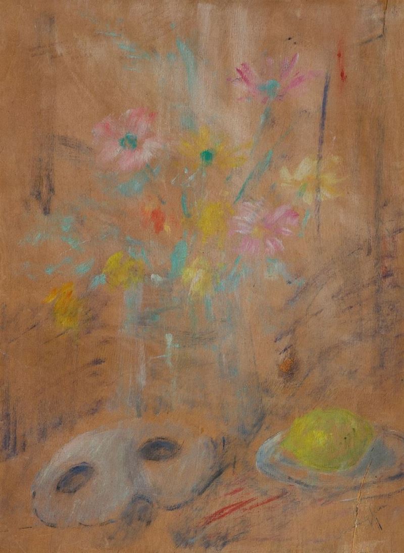Vaso di fiori con mascherina