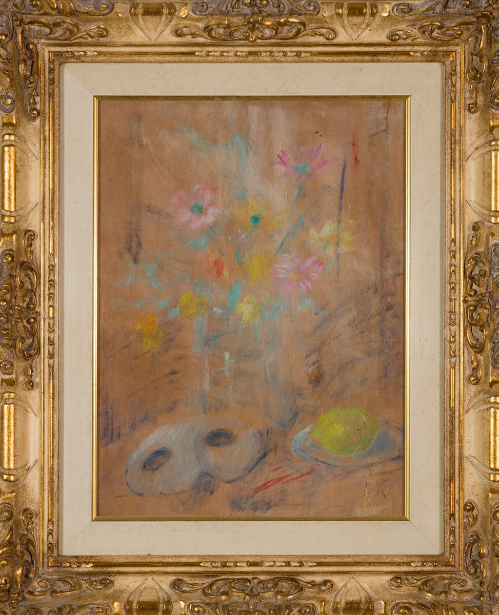 Vaso di fiori con mascherina