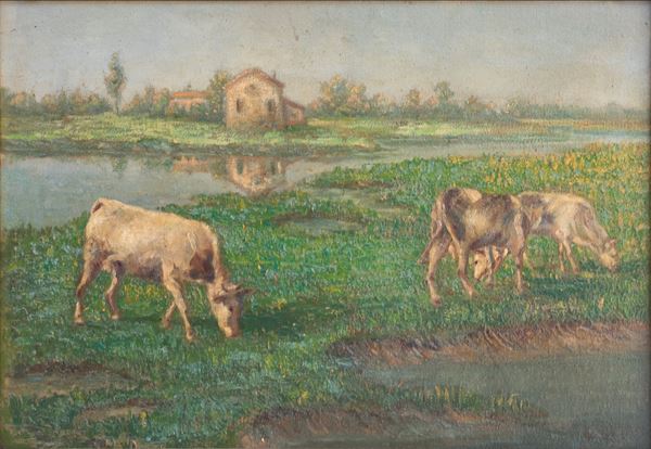 A. CARNIELLI - Paesaggio con mucche