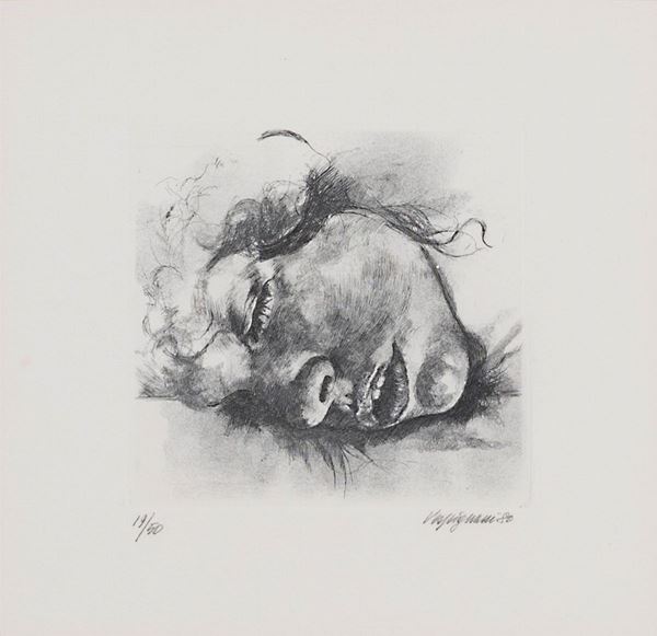 RENZO VESPIGNANI : Volto  (1980)  - acquaforte es. 19/50 - Auction Asta a tempo di Grafica e Multipli d'Autore - I - Fidesarte - Casa d'aste