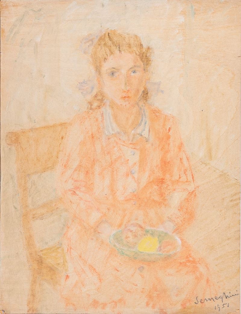 Bambina con piatto di frutti