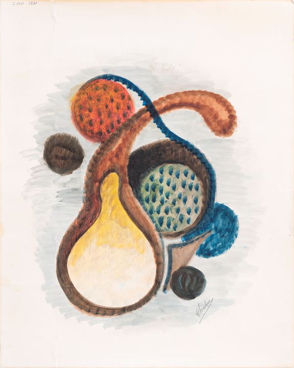 GIANFRANCO RONTANI : senza titolo  (1971)  - tecnica mista su cartoncino - Auction Asta a tempo di Arte Moderna e Contemporanea - II - Fidesarte - Casa d'aste