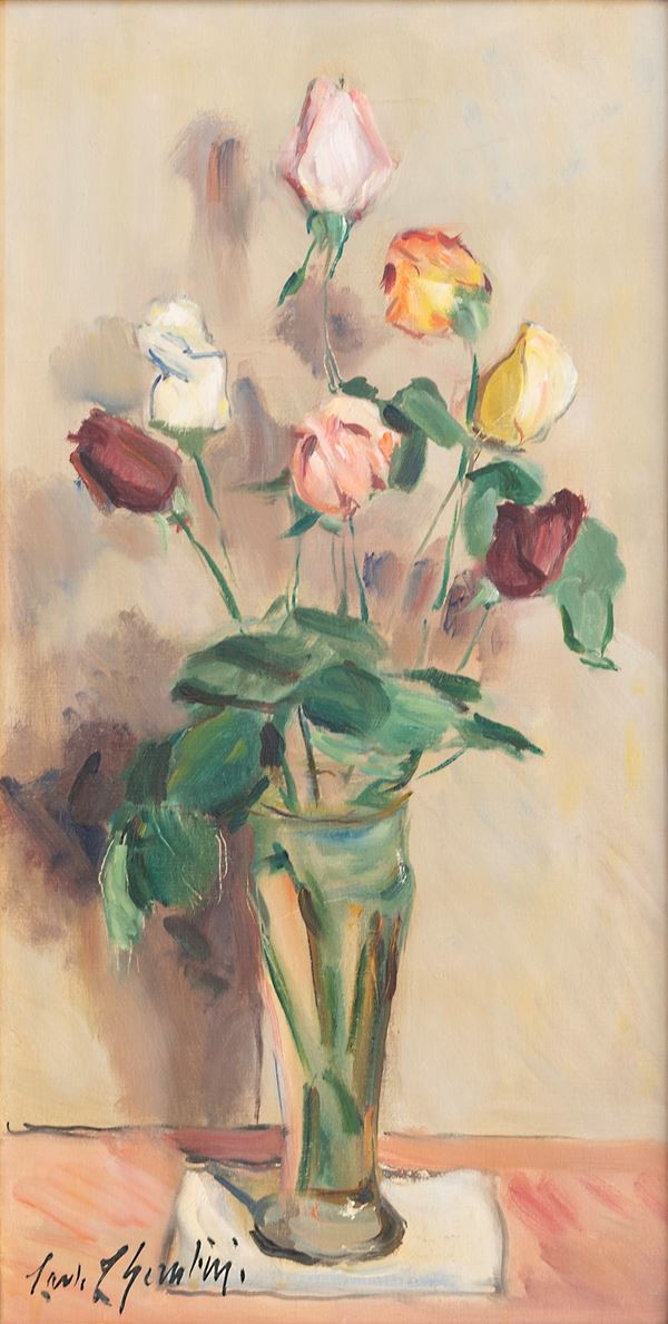 CARLO CHERUBINI - Vaso di rose
