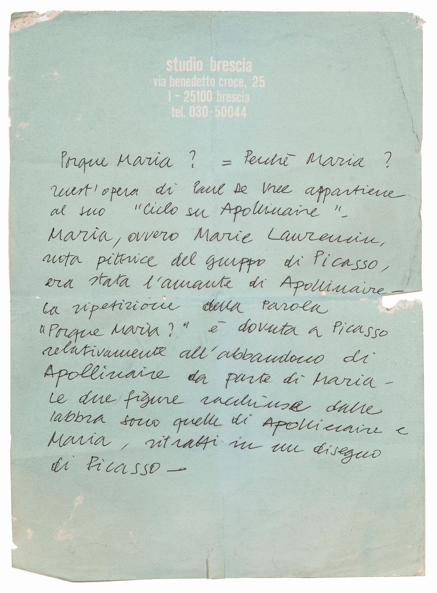 Porqué Maria? - Dal "Ciclo su Apollinaire"