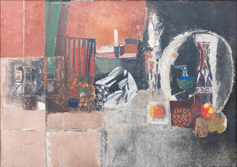 Bruno Saetti - Composizione su Fondo Rosa e Nero