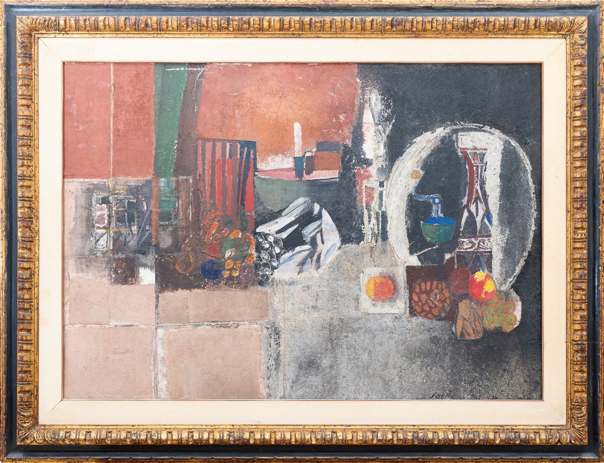Bruno Saetti - Composizione su Fondo Rosa e Nero