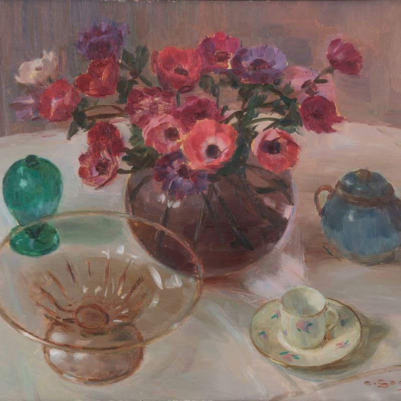 Vaso di fiori con alzatina