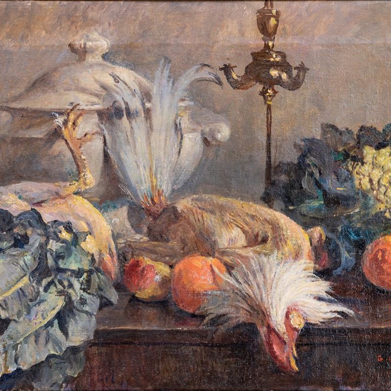 Natura morta con gallo