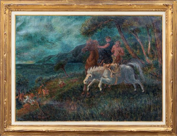 ALIGI SASSU Paesaggio con cavalieri (1939/1940) olio su tela Asta