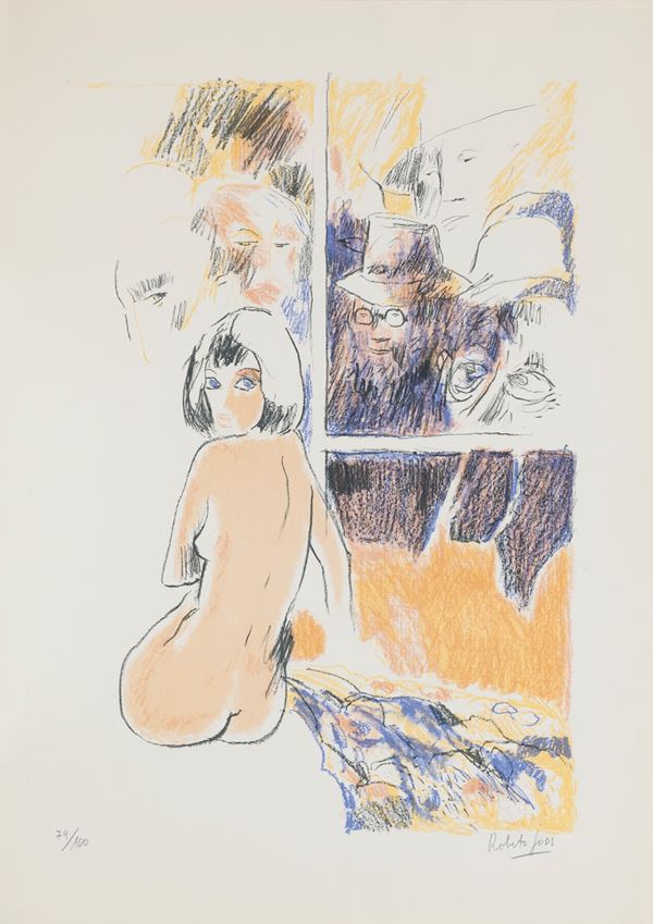 ROBERTO JOOS : Susanna e i vecchioni  - litografia es. 79/100 - Auction Asta a tempo di multipli d'Autore - Fidesarte - Casa d'aste